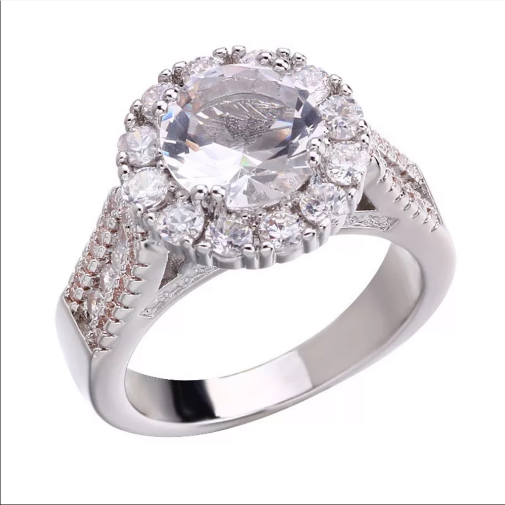 💯 NEW LUXURY ENGAGEMENT 925 STERLING SILVER DIAMOND RING, CUTE RING, SHINY RING - Picture 5 of 5